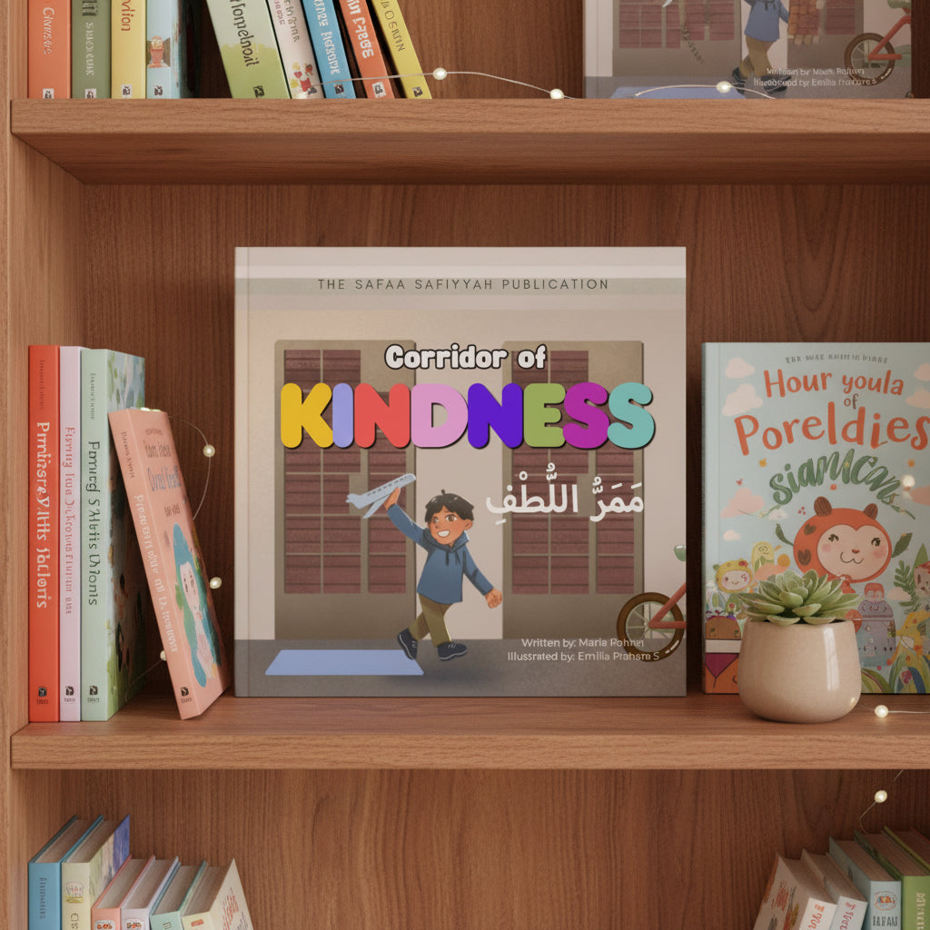 Book cover of 'Corridor of Kindness' with a child holding a toy airplane and text.